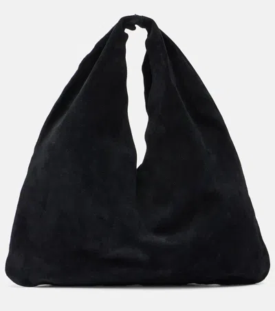 The Row Bindle Small Suede Tote Bag In Black