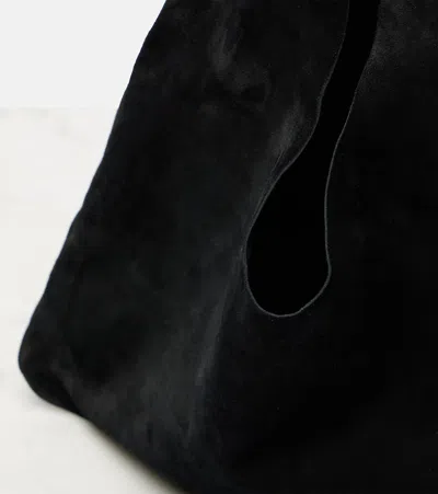 The Row Bindle Small Suede Tote Bag In Black