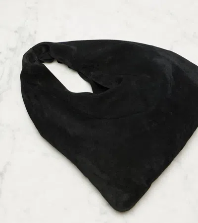 The Row Bindle Small Suede Tote Bag In Black