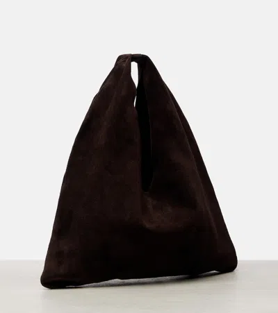 The Row Bindle Small Suede Top Handle Bag