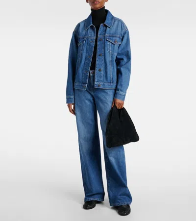 The Row Bindle Small Suede Tote Bag In Black