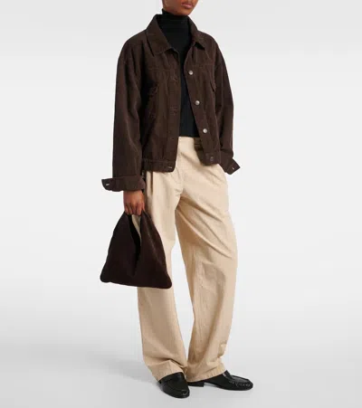 The Row Bindle Small Suede Top Handle Bag