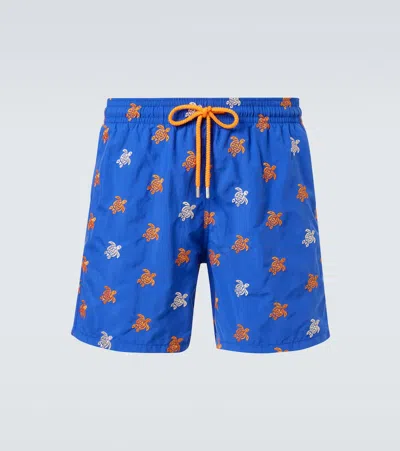 Vilebrequin Mistral Embroidered Swim Trunks In Blue