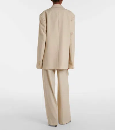 The Frankie Shop Womens Cement Newark Double-breasted Wool-blend Blazer In White