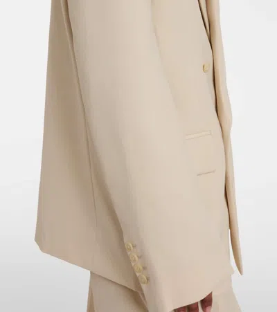 The Frankie Shop Womens Cement Newark Double-breasted Wool-blend Blazer In White