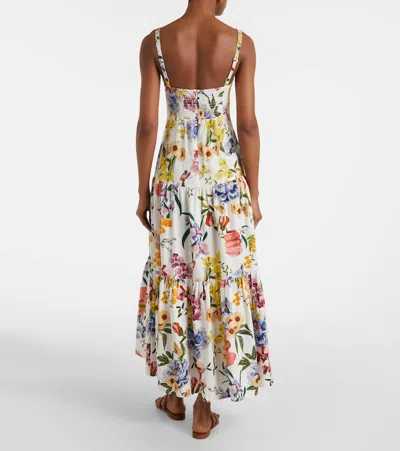 Farm Rio Dress With Floral Print In Linen Blend