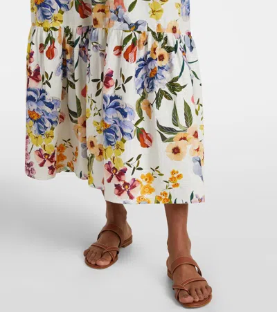 Farm Rio Dress With Floral Print In Linen Blend