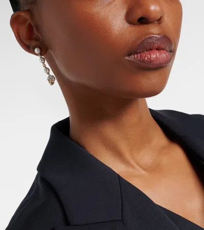 Alexander Mcqueen Skull And Pearl Earrings In Pale Gold Accessories