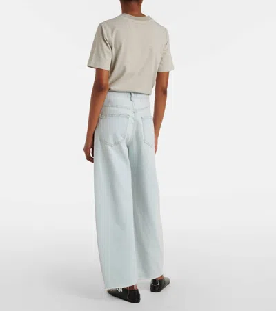 Agolde Low Curve Fray Rigid Mid-rise Barrel-leg Jeans In Light Wash