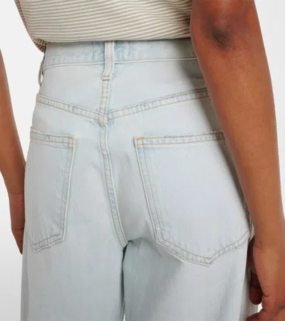 Agolde Low Curve Fray Rigid Mid-rise Barrel-leg Jeans In Light Wash