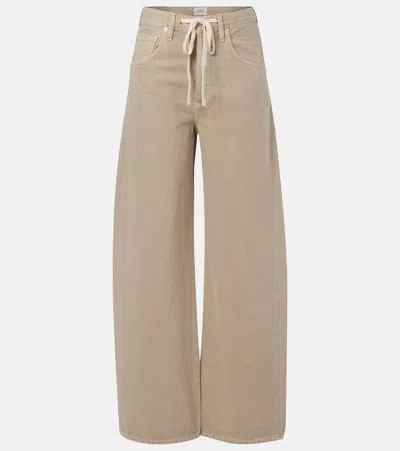 Citizen Of Humanity Brynn Drawstring Rigid Low-rise Wide-leg Jeans In Neutral