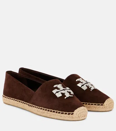 Tory Burch Round Toe Suede Espadrilles With Espadrille Sole In Brown