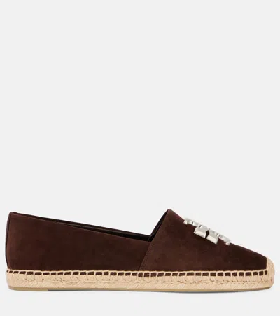 Tory Burch Round Toe Suede Espadrilles With Espadrille Sole In Brown