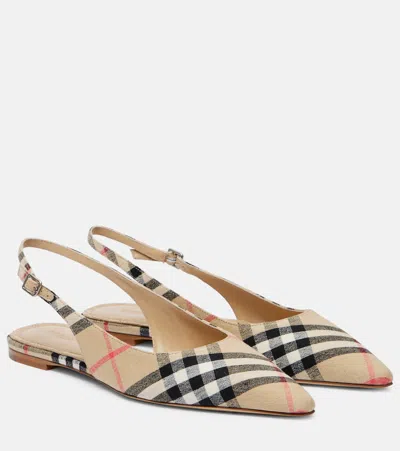 Burberry Check Birdie Slingback Ballerina Flats Women In Multi