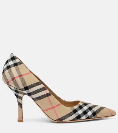 Burberry Archivio Check Baby Pumps In Alabaster Ip Check