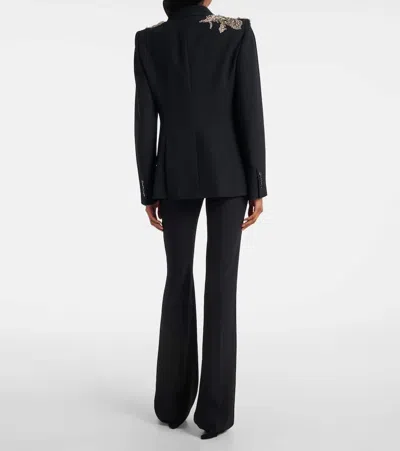 Alexander Mcqueen Mcqueen Silver Tattoo Peak Shoulder Blazer In Black