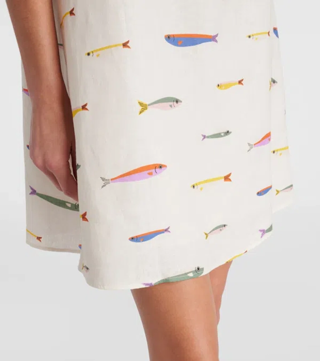 Staud Laura Linen Mini Dress Pop Sardines Ivory | ModeSens