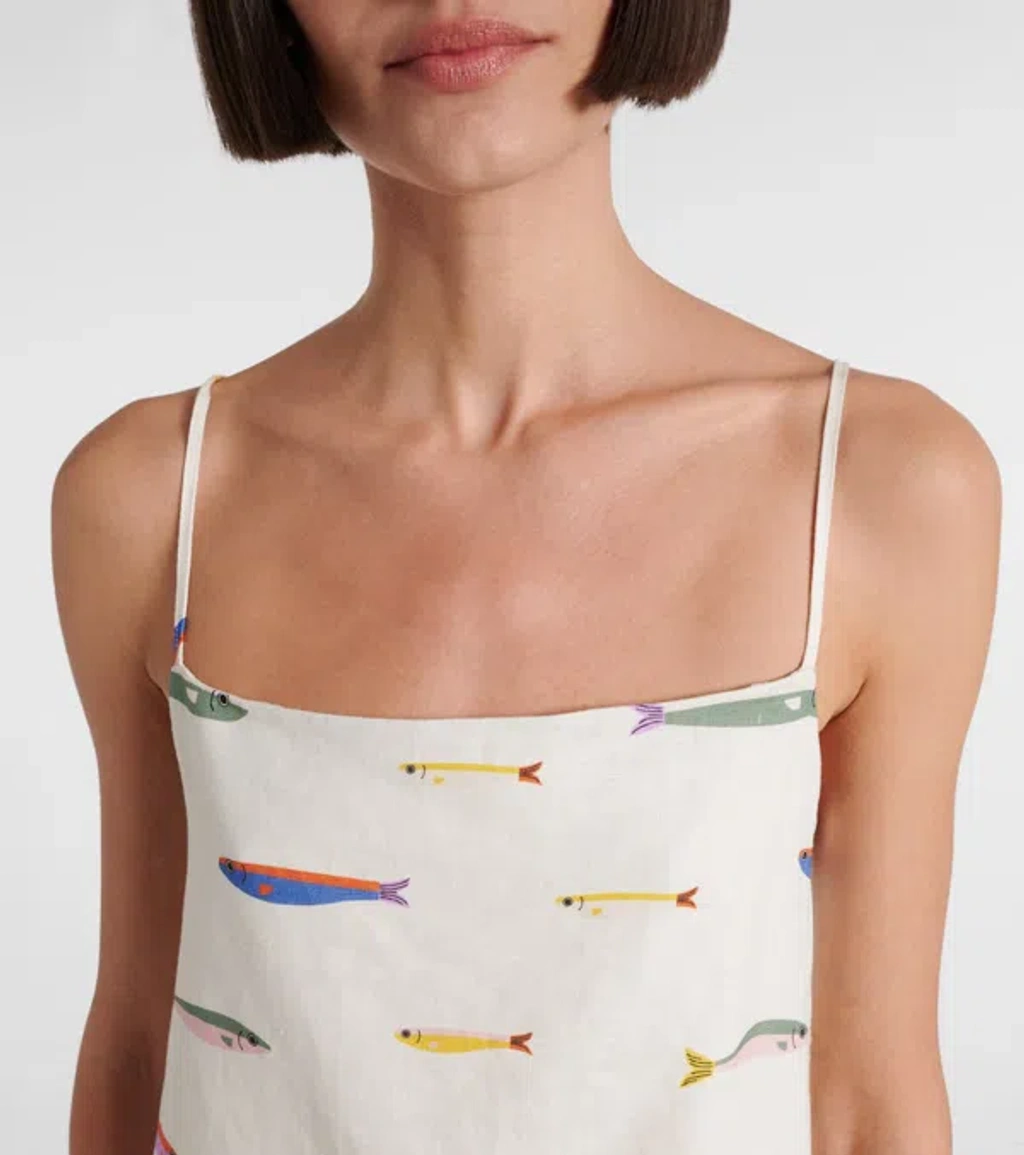 chinese dress ladies STAUD FEDERICO LINEN TOP POP SARDINES IVORY