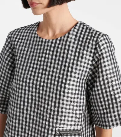 Ganni Mini Dress With Crinkled Check Pattern In Multi