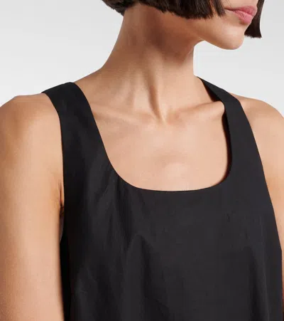 Ganni Ruffle Sleeveless Square Neck Mini Dress In Black