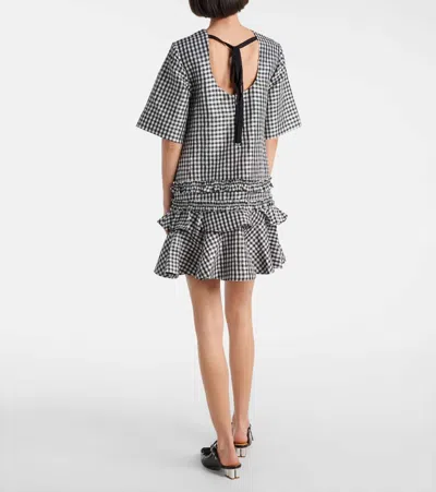 Ganni Mini Dress With Crinkled Check Pattern In Multi
