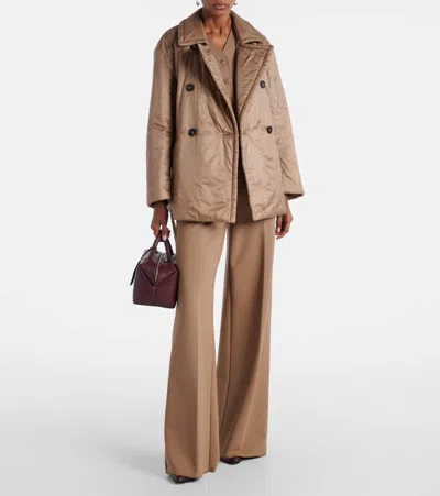 Max Mara Double-breasted Padded Jacket In Brown