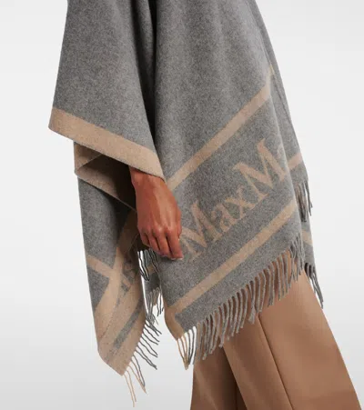 Max Mara Grey Jacquard Wool Hilde Poncho