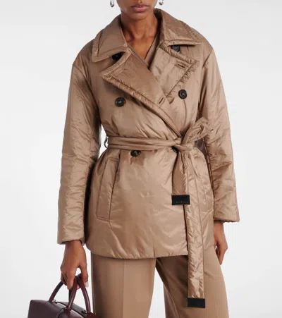 Max Mara Double-breasted Padded Jacket In Brown