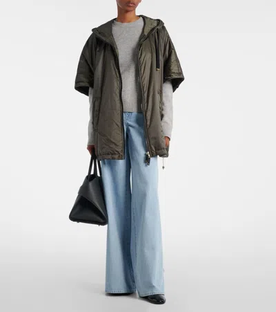 Max Mara The Cube Greenci Padded Canvas Cape In Brown