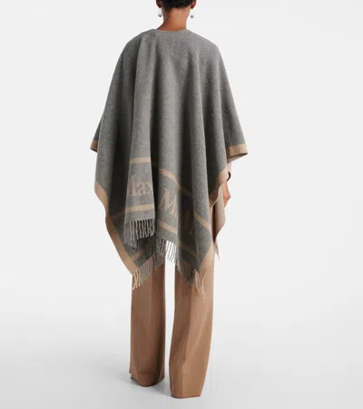 Max Mara Grey Jacquard Wool Hilde Poncho