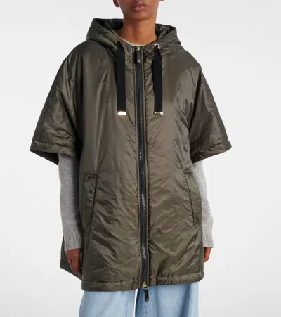Max Mara The Cube Greenci Padded Canvas Cape In Brown