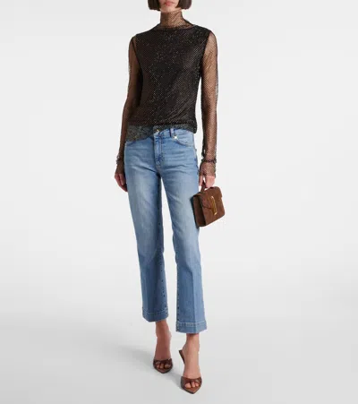 Sportmax Schermo Low-rise Cropped Bootcut Jeans In Blue