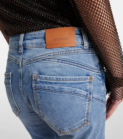 Sportmax Schermo Low-rise Cropped Bootcut Jeans In Blue