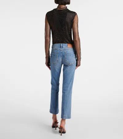 Sportmax Schermo Low-rise Cropped Bootcut Jeans In Blue
