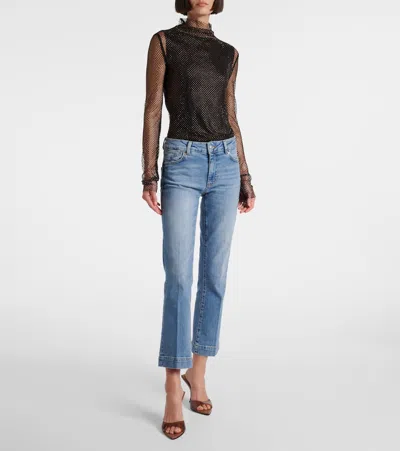 Sportmax Schermo Low-rise Cropped Bootcut Jeans In Blue