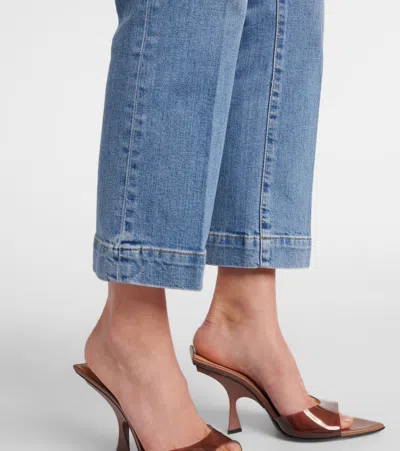 Sportmax Schermo Low-rise Cropped Bootcut Jeans In Blue