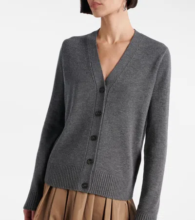 S Max Mara Grey Wool Knit Apollo Cardigan In Gray