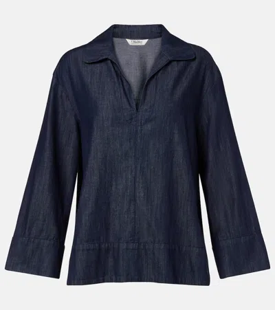 S Max Mara Caterina Cotton Top In Blue