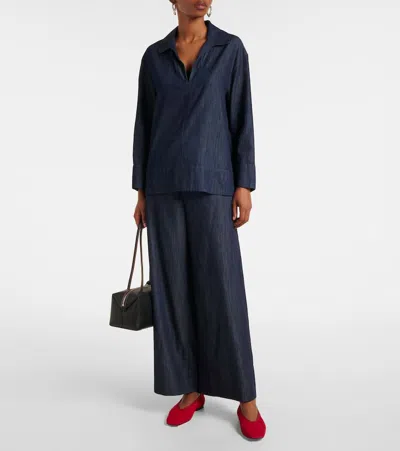 S Max Mara Caterina Cotton Top In Blue