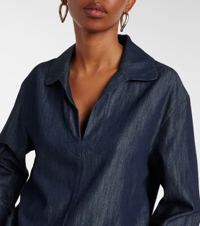 S Max Mara Caterina Cotton Top In Blue
