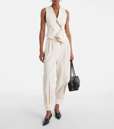 Max Mara Cotton Stretch Zampa Vest Sleeveless V-neck In White