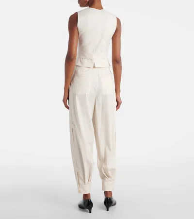 Max Mara Cotton Stretch Zampa Vest Sleeveless V-neck In White