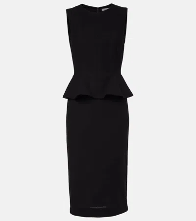 Max Mara Fitted Knee-length Dress Featuring Peplum Detail In Black