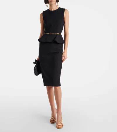 Max Mara Fitted Knee-length Dress Featuring Peplum Detail In Black
