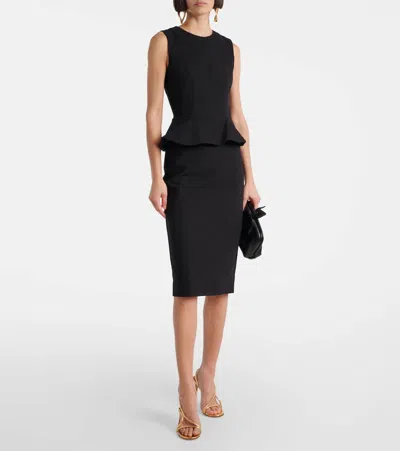 Max Mara Fitted Knee-length Dress Featuring Peplum Detail In Black