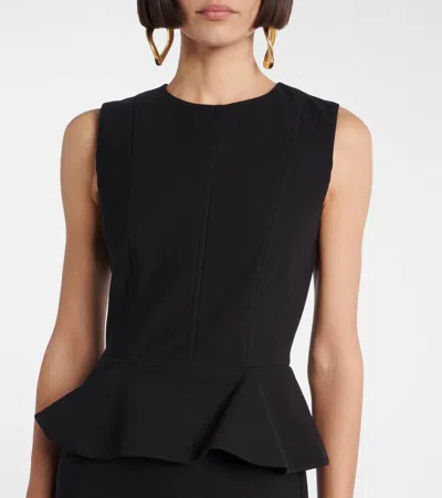 Max Mara Fitted Knee-length Dress Featuring Peplum Detail In Black