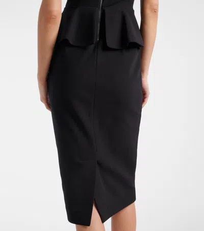 Max Mara Fitted Knee-length Dress Featuring Peplum Detail In Black