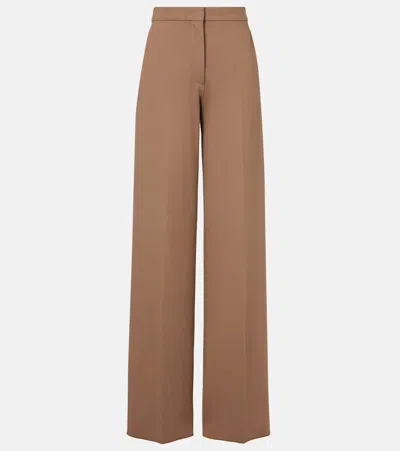 Max Mara Biada High-rise Wide-leg Pants In Brown