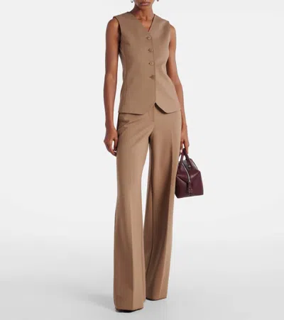 Max Mara Biada High-rise Wide-leg Pants In Brown