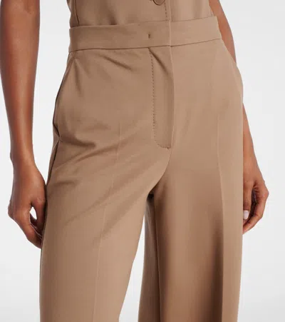 Max Mara Biada High-rise Wide-leg Pants In Brown